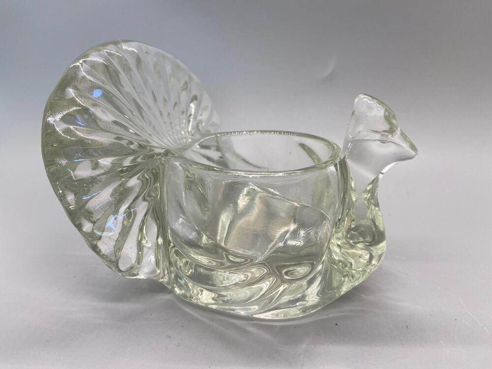 Vintage Avon Clear Glass Turkey Votive Candle Holder Thanksgiving Fall Decor